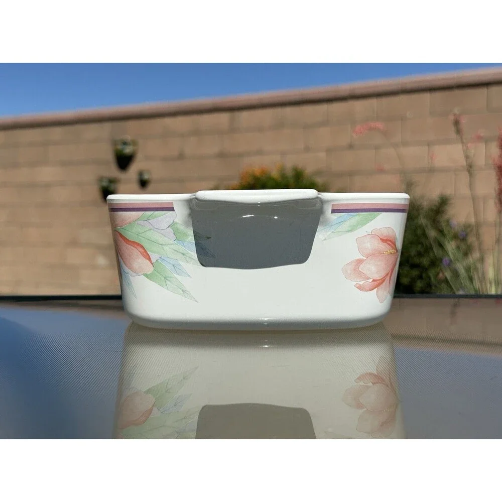 Vintage CorningWare Peony A-1 1/2-B 1.5 Liter Casserole Dish Pink Floral 1970s